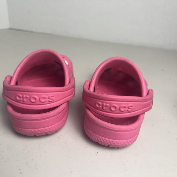 Crocs Classic Clog Toddler Size 7C Lot Girls Pink & Black Glitter w/ Shoe Charms - Picture 14 of 16